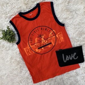 Gap Kids Sleeveless Graphic Top 💗 Orange & Navy